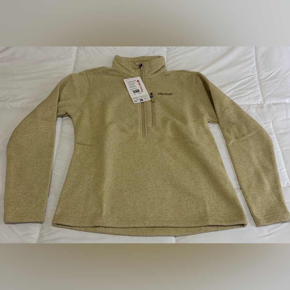 New Marmot Women's Drop Line Jacket in Light Oak Sz Medium Half Zip Sweater - Picture 3 of 6